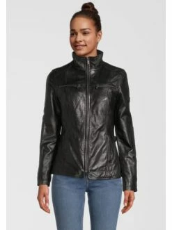 Bekleidung H.I.S Bikerjacke Lederjacke Mit Stehkragen In BLACK Günstig Kaufen