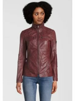 Bekleidung H.I.S Bikerjacke Lederjacke Mit Stehkragen In BORDO Günstig Kaufen