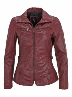 Bekleidung H.I.S Bikerjacke Lederjacke Mit Stehkragen In BORDO Günstig Kaufen -HIS SHOP h i s bikerjacke lederjacke mit stehkragen in bordo 5