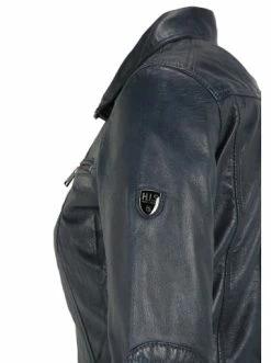Bekleidung H.I.S Bikerjacke Lederjacke Mit Stehkragen In Navy Günstig Kaufen -HIS SHOP h i s bikerjacke lederjacke mit stehkragen in navy 3