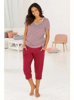 Umstands- & Stillmode H.I.S Capri-Pyjama In Bordeaux-gestreift Günstig Kaufen 10 Umstands- & Stillmode H.I.S Capri-Pyjama In Bordeaux-gestreift Günstig Kaufen -HIS SHOP h i s capri pyjama in bordeaux gestreift 2