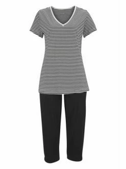 Umstands- & Stillmode H.I.S Capri-Pyjama In Schwarz-gestreift Günstig Kaufen -HIS SHOP h i s capri pyjama in schwarz gestreift 3