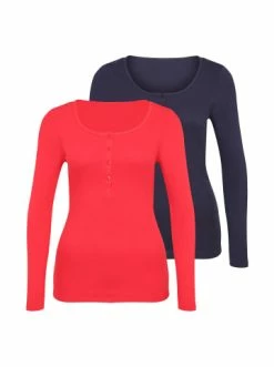 Bekleidung H.I.S Langarmshirt In Marine, Rot Günstig Kaufen