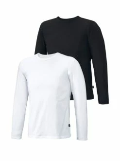 Bekleidung H.I.S Langarmshirts 2er Pack In Schwarz/Weiß Günstig Kaufen