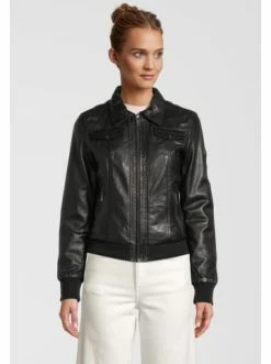 Bekleidung H.I.S Lederjacke Mit Hemdkragen In Black Günstig Kaufen