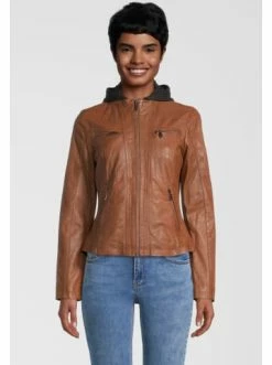 Bekleidung H.I.S Lederjacke Mit Kapuze In D Cognac Günstig Kaufen