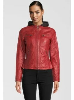 Bekleidung H.I.S Lederjacke Mit Kapuze In Red Günstig Kaufen