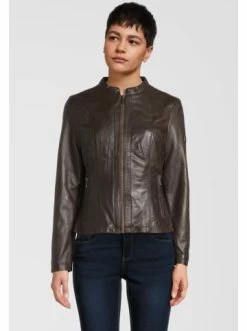 Bekleidung H.I.S Lederjacke Mit Label-Detail In D Brown Günstig Kaufen