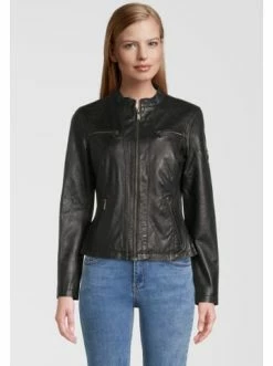 Bekleidung H.I.S Lederjacke Mit Label-Patch In Black Günstig Kaufen