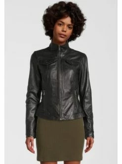 Bekleidung H.I.S Lederjacke Mit Reversekragen In Black Günstig Kaufen