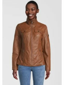 Bekleidung H.I.S Lederjacke Mit Reverskragen In Cognac Günstig Kaufen