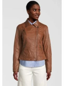 Bekleidung H.I.S Lederjacke Mit Reverskragen In D Cognac Günstig Kaufen