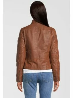 Bekleidung H.I.S Lederjacke Mit Schulterpolster-Detail In D Cognac Günstig Kaufen -HIS SHOP h i s lederjacke mit schulterpolster detail in d cognac 2