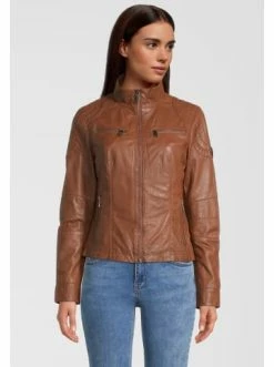 Bekleidung H.I.S Lederjacke Mit Schulterpolster-Detail In D Cognac Günstig Kaufen