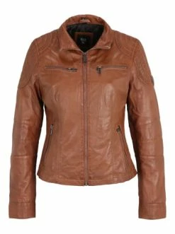 Bekleidung H.I.S Lederjacke Mit Schulterpolster-Detail In D Cognac Günstig Kaufen -HIS SHOP h i s lederjacke mit schulterpolster detail in d cognac 4