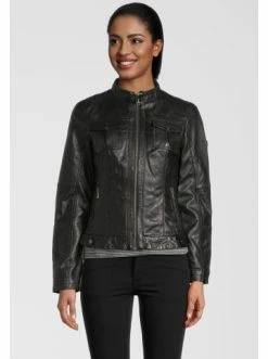 Bekleidung H.I.S Lederjacke Mit Stehkragen In Black Günstig Kaufen