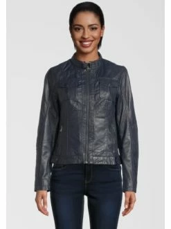 Bekleidung H.I.S Lederjacke Mit Stehkragen In Navy Günstig Kaufen