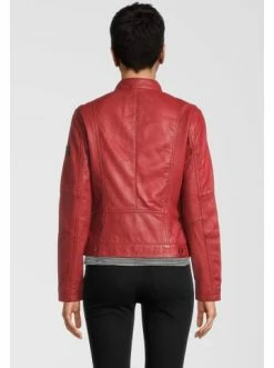 Bekleidung H.I.S Lederjacke Mit Stehkragen In Red Günstig Kaufen -HIS SHOP h i s lederjacke mit stehkragen in red 2