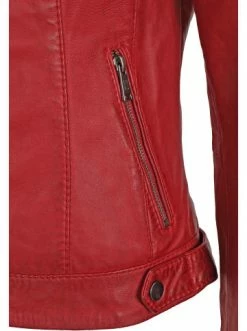 Bekleidung H.I.S Lederjacke Mit Stehkragen In Red Günstig Kaufen -HIS SHOP h i s lederjacke mit stehkragen in red 3
