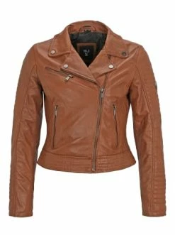 Bekleidung H.I.S Lederjacke Mit Steppnaht-Details In D Cognac Günstig Kaufen -HIS SHOP h i s lederjacke mit steppnaht details in d cognac 4