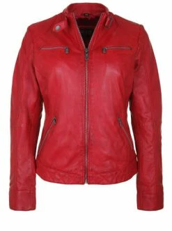 Bekleidung H.I.S Lederjacke SAIMINA In Red Günstig Kaufen -HIS SHOP h i s lederjacke saimina in red 4