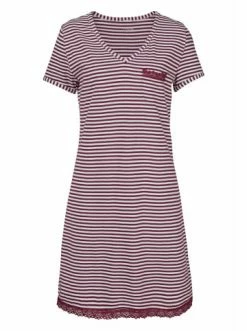 Umstands- & Stillmode H.I.S Nachthemd In Bordeaux-gestreift Günstig Kaufen