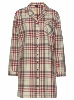 Umstands- & Stillmode H.I.S Nachthemd In Bordeaux-kariert-creme Günstig Kaufen