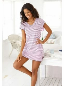 Umstands- & Stillmode H.I.S Nachthemd In Rosa-geringelt Günstig Kaufen -HIS SHOP h i s nachthemd in rosa geringelt 3