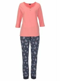 Umstands- & Stillmode H.I.S Pyjama In Koralle-marine-gepunktet Günstig Kaufen -HIS SHOP h i s pyjama in koralle marine gepunktet 2