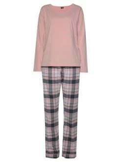 Umstands- & Stillmode H.I.S Pyjama In Lila-blau-rosa-kariert Günstig Kaufen