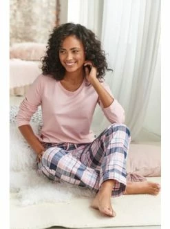 Umstands- & Stillmode H.I.S Pyjama In Lila-blau-rosa-kariert Günstig Kaufen -HIS SHOP h i s pyjama in lila blau rosa kariert 4