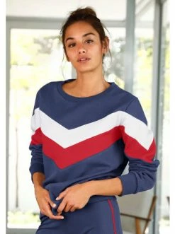 Bekleidung H.I.S Sweatshirt In Marine-rot-weiß Günstig Kaufen -HIS SHOP h i s sweatshirt in marine rot weiss 2